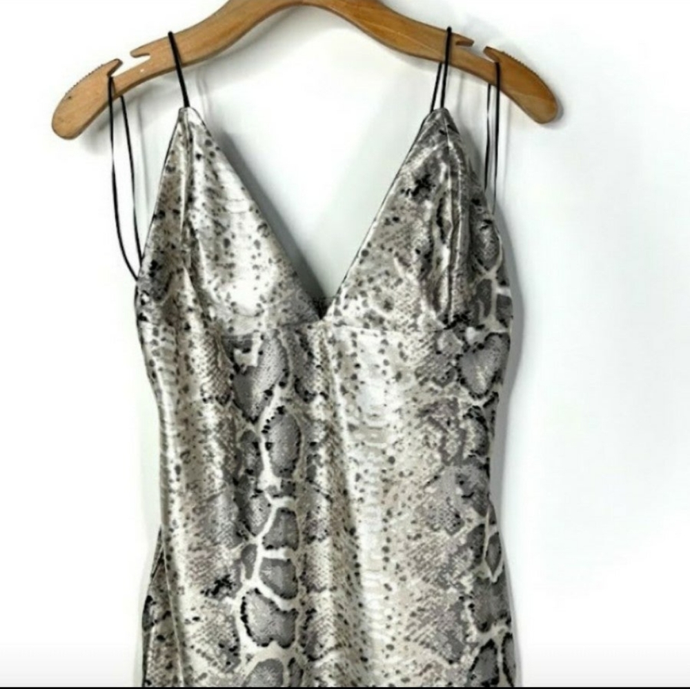 🆕Snakeskin Print Satin Silky V-NeckMini Dress   Size M - Picture 8 of 12